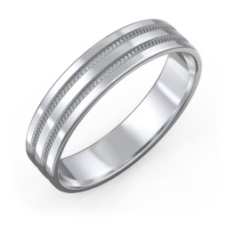 Men’s Wedding Band with Grooved Rope Texture