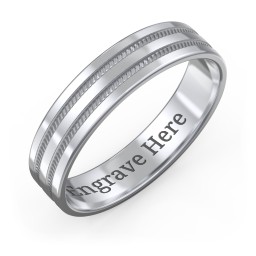 Men’s Wedding Band with Grooved Rope Texture
