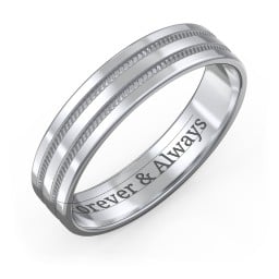Men’s Wedding Band with Grooved Rope Texture