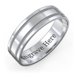 Men’s Wedding Band with Grooved Rope Texture
