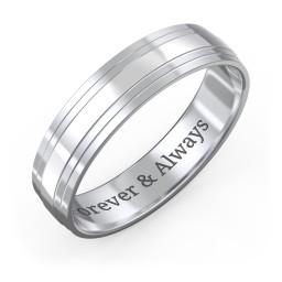 Men’s Wedding Band with Double Step Edge in 925 Sterling Silver