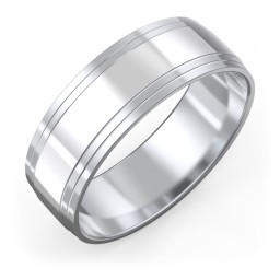 Men’s Wedding Band with Double Step Edge