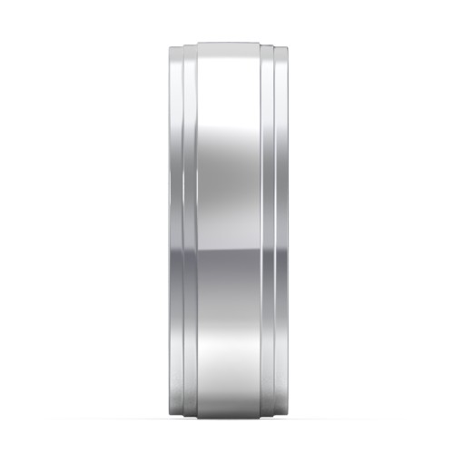 Men’s Wedding Band with Double Step Edge – Sterling Silver