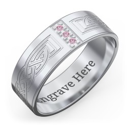 Men’s Celtic Trinity Knot Wedding Band with Accents