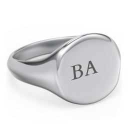 Men’s Round Signet Fraternity Ring in 925 Sterling Silver