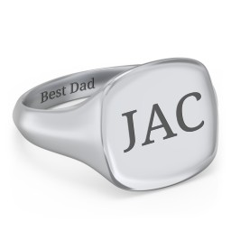 Men’s Cushion Shaped Signet Ring in 925 Sterling Silver