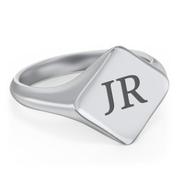 Men’s Diamond Shaped Signet Ring in 925 Sterling Silver