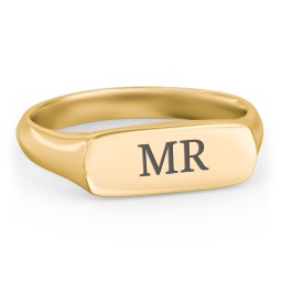 Men’s Bar Signet Ring in 10K Solid Yellow Gold