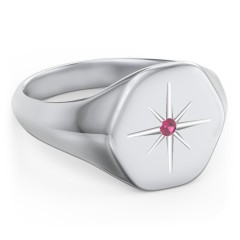 Men’s Star Set Hexagon Signet Ring