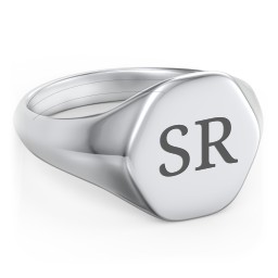 Men’s Hexagon Signet Ring in 925 Sterling Silver
