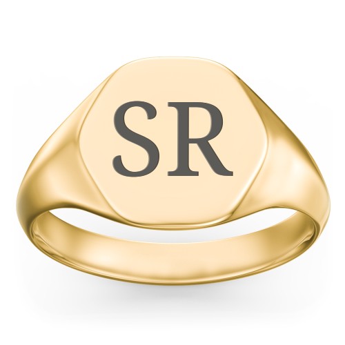 Men’s Hexagon Signet Ring – 10K Yellow Gold