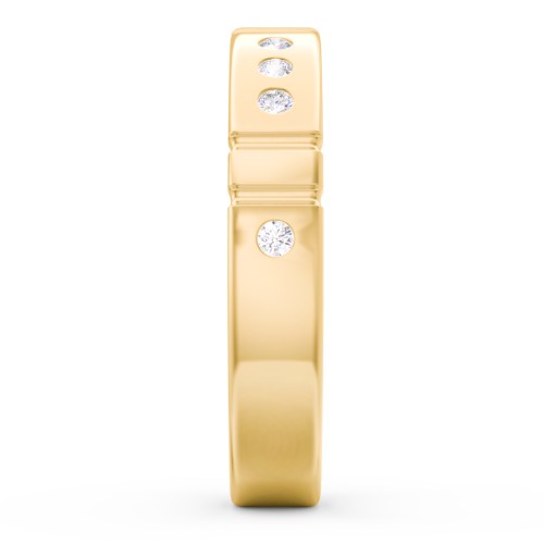 "Love" Morse Code Men’s Ring with Accents – 10K Yellow Gold with Diamond
