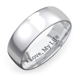 Men's Half Round Comfort Fit Wedding Band - 7mm Width in 925 Sterling Silver