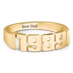Men's Personalised Year Ring in 18K Gold Plated Silver