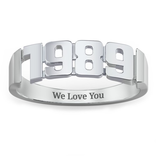 Men's Personalised Year Ring – Sterling Silver