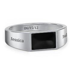 Men’s Engravable Cold Enamel Signet Ring – Sterling Silver