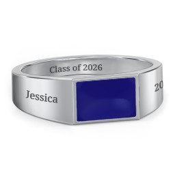 Men’s Engravable Cold Enamel Signet Ring in 925 Sterling Silver