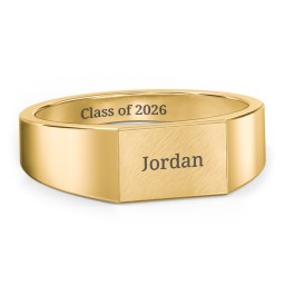 Men’s Engravable Brushed Top Signet Ring