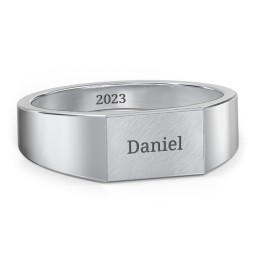 Men’s Engravable Brushed Top Signet Ring in 925 Sterling Silver