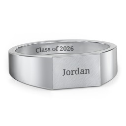 Men’s Engravable Brushed Top Signet Ring in 925 Sterling Silver
