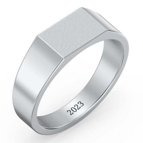 Men’s Engravable Brushed Top Signet Ring – Sterling Silver