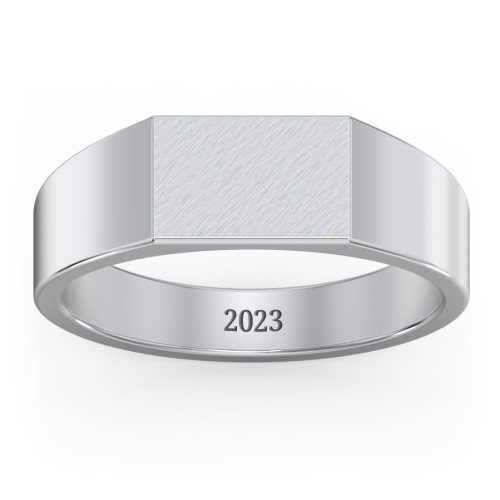 Men’s Engravable Brushed Top Signet Ring – Sterling Silver