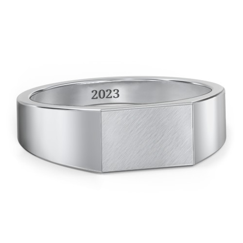 Men’s Engravable Brushed Top Signet Ring – Sterling Silver
