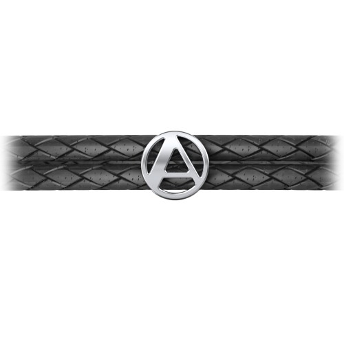 Men’s Leather Sterling Silver Round "A" Initial Bracelet