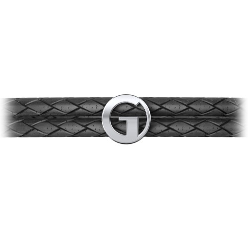 Men’s Leather Sterling Silver Round "G" Initial Bracelet – Sterling Silver