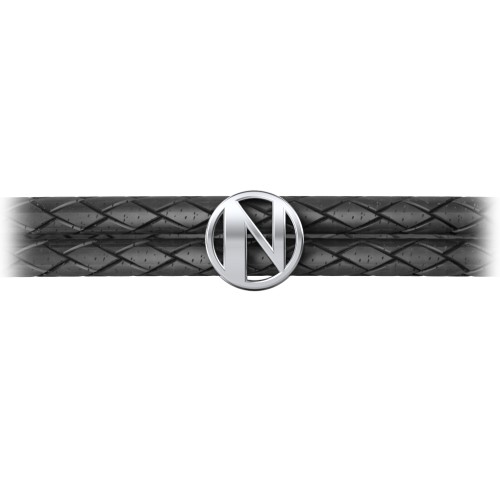 Men’s Leather Sterling Silver Round "N" Initial Bracelet
