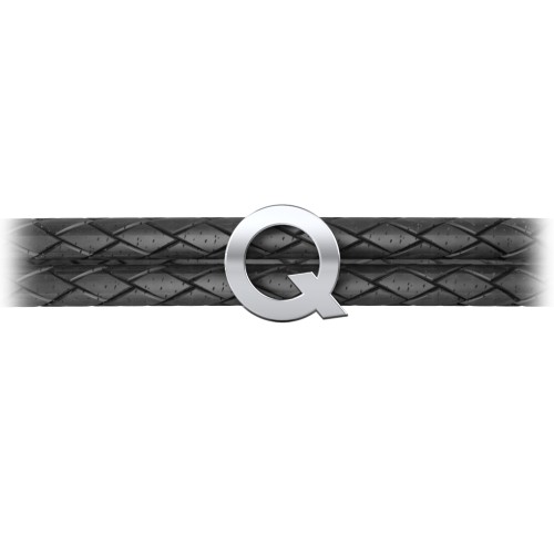 Men’s Leather Sterling Silver Round "Q" Initial Bracelet – Sterling Silver