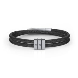 Men’s Engravable Vertical Bar and Leather Fraternity Bracelet
