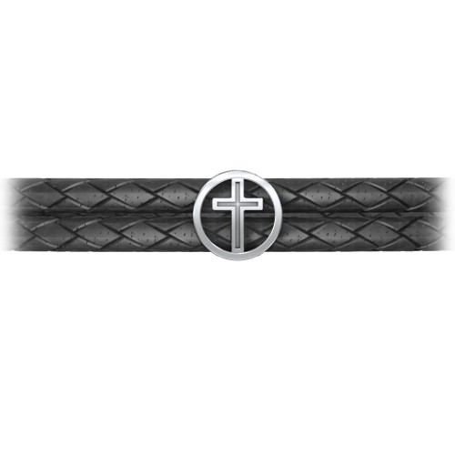 Men’s Leather Sterling Silver Cross Bracelet