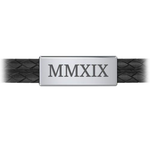 Men’s Leather Sterling Silver Engravable Bar Bracelet – Sterling Silver