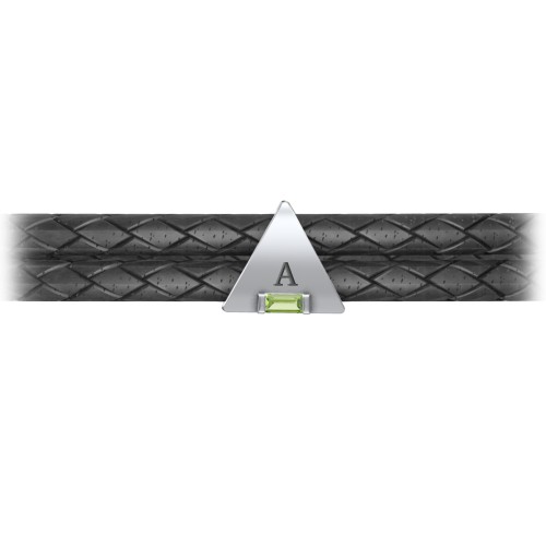 Men’s Leather Sterling Silver Engravable Gemstone Triangle Bracelet – Sterling Silver with Peridot