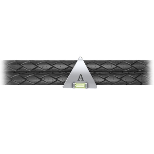 Men’s Leather Sterling Silver Engravable Gemstone Triangle Bracelet – Sterling Silver with Peridot