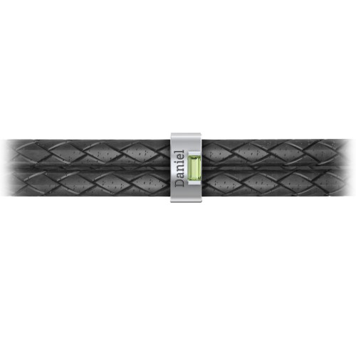 Men’s Leather Sterling Silver Vertical Bar Bracelet with Gemstones – Sterling Silver with Peridot