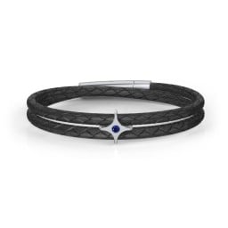 Men’s Leather Sterling Silver North Star Bracelet