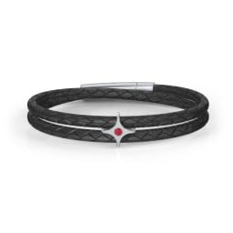 Men’s Leather Sterling Silver North Star Bracelet