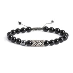 Men's Initial S-Knot Bead Bracelet with Twisted Rope Pattern