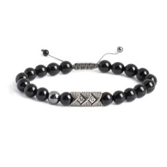 Men's Initial S-Knot Bead Bracelet with Twisted Rope Pattern – Sterling Silver with