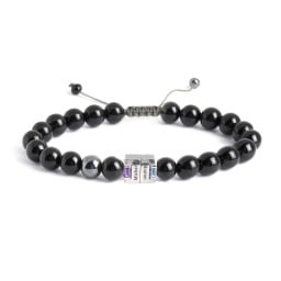 Men's Engravable S-Knot Bead Bracelet with Baguette Gemstones