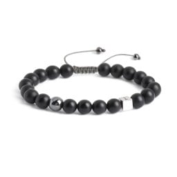 Men’s Matte Cube S-Knot Bead Bracelet