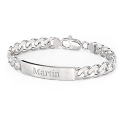 Men’s Engravable 7.5" Sterling Silver Wide Curb Link ID Bracelet