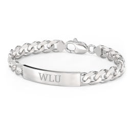 Men’s Engravable 8" Sterling Silver Wide Curb Link ID Bracelet