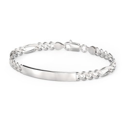 Men’s Engravable 7.5" Sterling Silver Figaro Link ID Bracelet in 925 Sterling Silver
