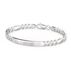 Men’s Engravable 8" Sterling Silver Figaro Link ID Bracelet