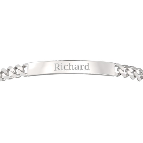 Men’s Engravable 8.5" Sterling Silver Figaro Link ID Bracelet