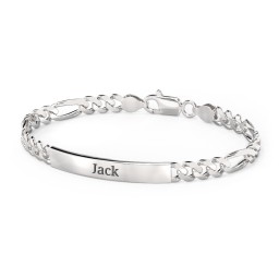 Men’s Engravable 8.5" Sterling Silver Figaro Link ID Bracelet in 925 Sterling Silver