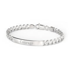 Men’s Engravable 8" Sterling Silver Curb Link ID Bracelet